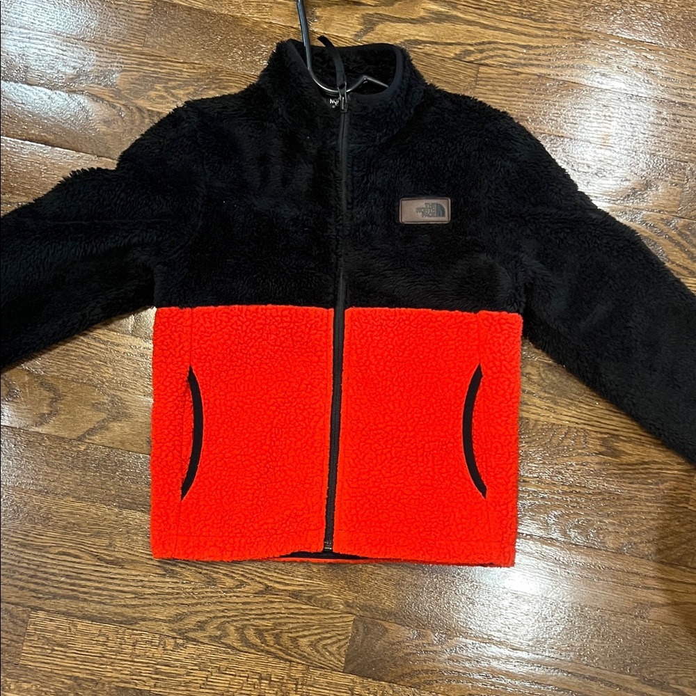 The North Face Black and Red Sherpa Jacket